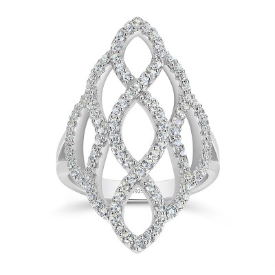 Vintage Hollow White Sapphire 925 Sterling Silver Infinity Women's Ring