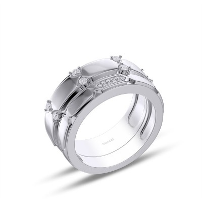 Stylish White Sapphire 925 Sterling Silver Matching Couple Rings