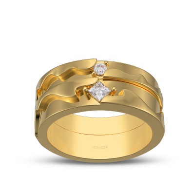Yellow Gold Unique White Sapphire 925 Sterling Silver Matching Couple Rings