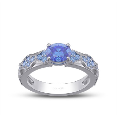 Vintage Oval Cut Blue Sapphire 925 Sterling Silver Engagement Ring