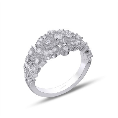 Art Deco White Sapphire 925 Sterling Silver Women's Band