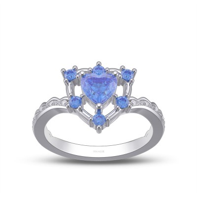 Heart Cut Blue Sapphire 925 Sterling Silver Promise Ring