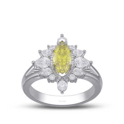 Marquise Cut Peridot 925 Sterling Silver Engagement Ring