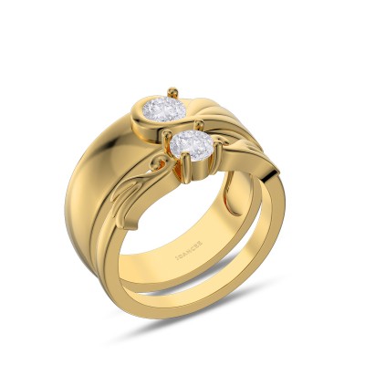Yellow Gold Round Cut White Sapphire 925 Sterling Silver Angel Wing Couple Rings