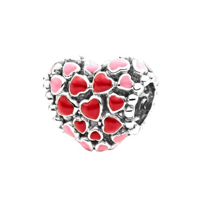 Pink & Red Hearts Charm Sterling Silver