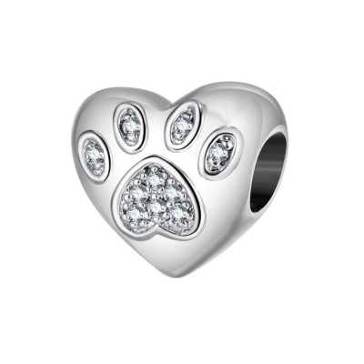 Paw Charm Heart Sterling Silver