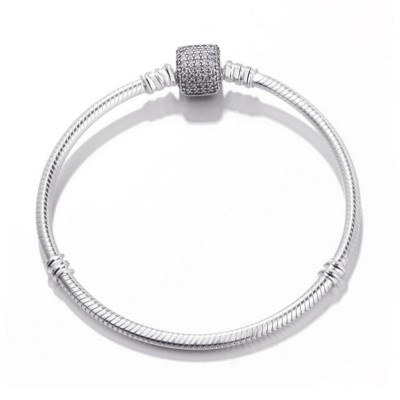 Pave Crystal Clasp Bracelet Sterling Silver
