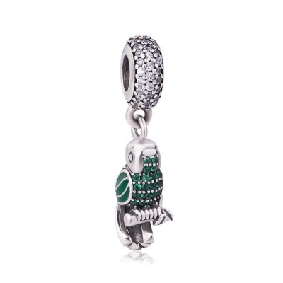 Green & Blue Parrot Charm Sterling Silver