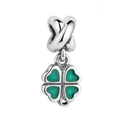 Clover Green Charm Sterling Silver
