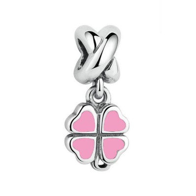 Clover Pink Charm Sterling Silver