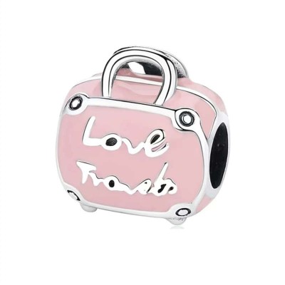 Pink Suitcase Sterling Silver Charm