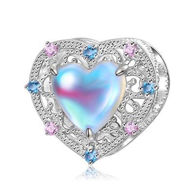 Heart Shaped Moonstone Sterling Silver Charm