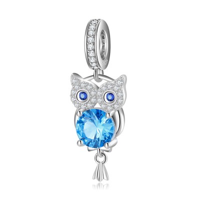 Blue Owl Sterling Silver Charm