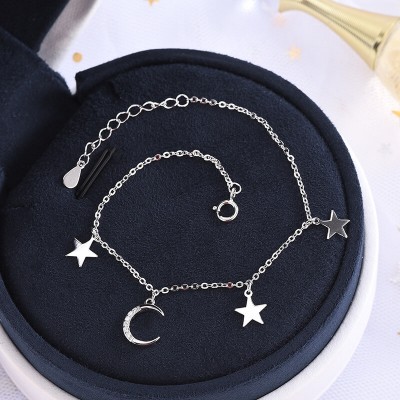 Star and Moon Sterling Silver Bracelet