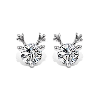 Lovely Christmas Reindeer Antler Silver Earrings