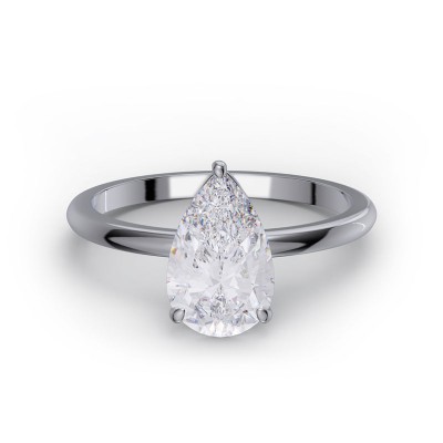 Classic Pear Cut Moissanite Sterling Silver Solitaire Engagement Ring