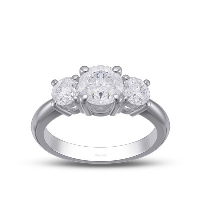 1.8 CT Round Cut Moissanite Sterling Silver 3-Stone Engagement Ring