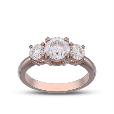 1.8 CT Rose Gold Round Cut Moissanite Sterling Silver 3-Stone Engagement Ring