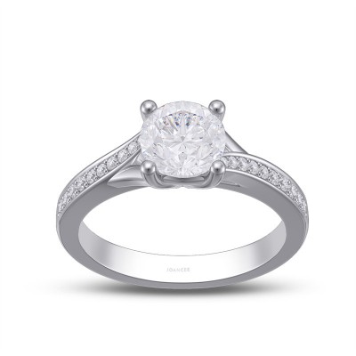 Classic 1.2 CT Round Cut Moissanite Sterling Silver Engagement Ring