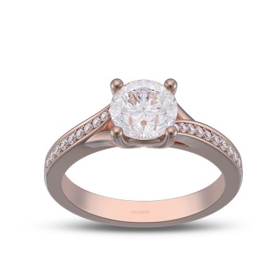 Rose Gold Classic 1.2 CT Round Cut Moissanite Sterling Silver Engagement Ring