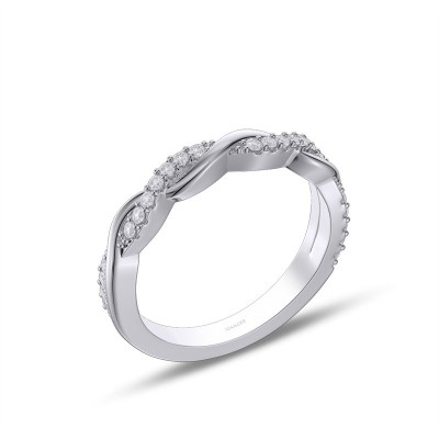 Round Cut Moissanite 925 Sterling Silver Twisted Women's Wedding Band