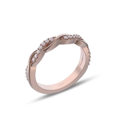 Rose Gold Round Cut Moissanite 925 Sterling Silver Twisted Women's Wedding Band