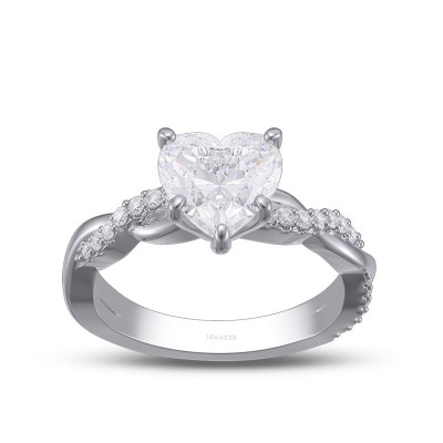 2.0 CT Heart Cut Moissanite 925 Sterling Silver Twisted Promise Ring