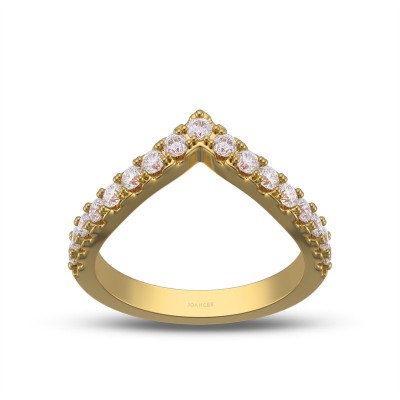Yellow Gold Round Cut Moissanite 925 Sterling Silver Curved Women's Wedding Band