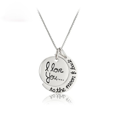 Titanium I love you to the moon and Back Pendant Necklace