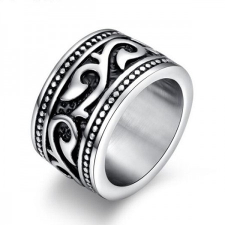 Titanium Black & Silver Unique Men's Ring