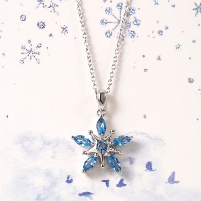 Christmas Star Aquamarine Sterling Silver Necklace