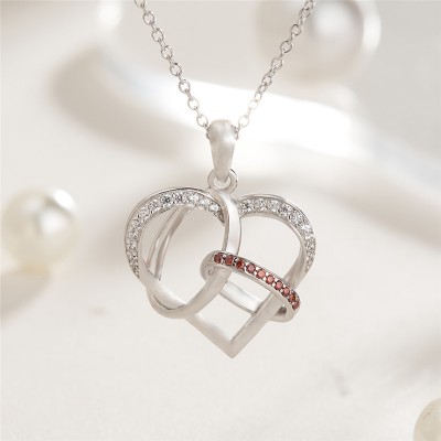 Heart Shape 925 Sterling Silver Interlocking Necklace