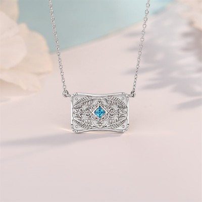 Vintage Aquamarine 925 Sterling Silver Belt Buckle Necklace