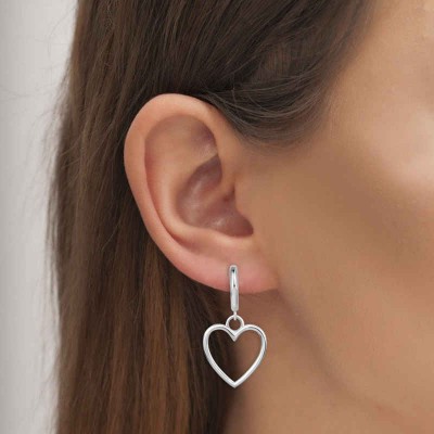 Heart Sterling Silver Drop Earrings