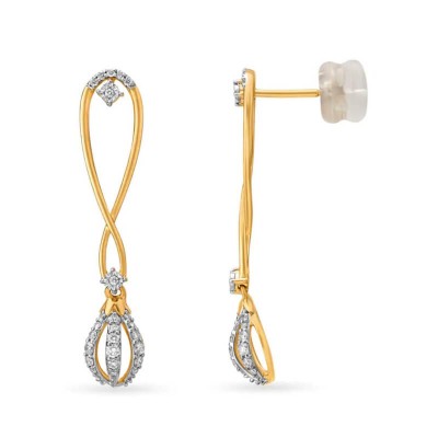 Infinity Round Cut White Sapphire 925 Sterling Silver Yellow Gold Drop Earrings