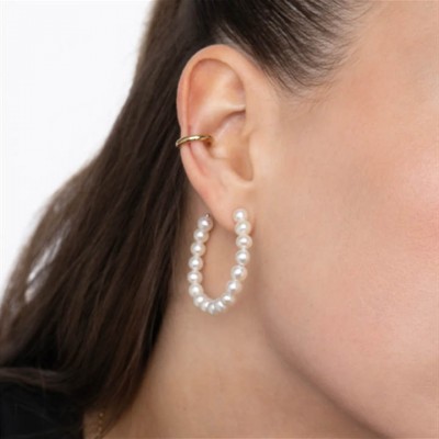 Pearl 925 Sterling Silver Hoop Earrings
