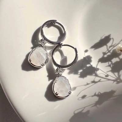 Moonstone Sterling Silver Drop Earrings
