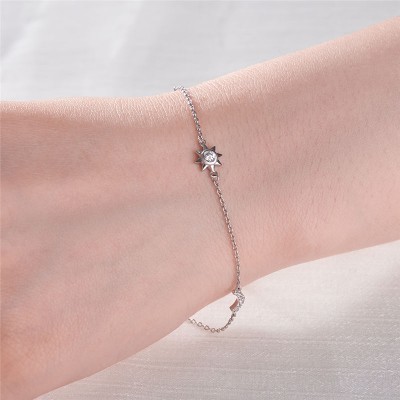 Sun and Moon White Sapphire Sterling Silver Bracelet