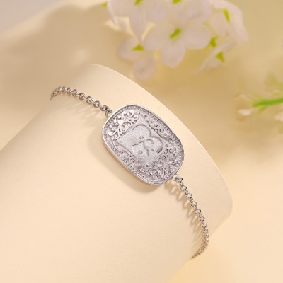 "Mother and Baby" Elephant 925 Sterling Silver Belt Buckle Bracelet