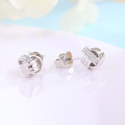 Interlaced Love Knot 925 Sterling Silver Stud Earrings