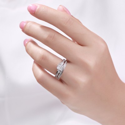 Women's Princess Cut 925 Sterling Silver White Sapphire Bridal Sets