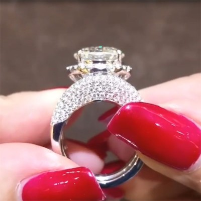 Brilliant Round Cut White Sapphire 925 Sterling Silver 3-Piece Halo Bridal Sets