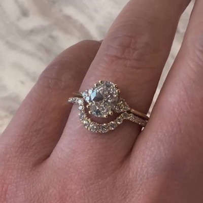Yellow Gold Oval Cut White Sapphire 925 Sterling Silver Bridal Sets