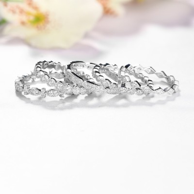 5 Pieces Round Cut White Sapphire Stack Eternity Bands Set