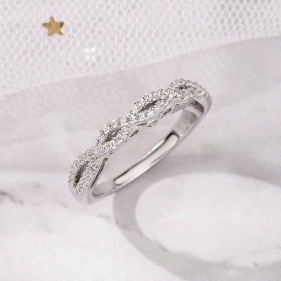 Twisted Round Cut White Sapphire 925 Sterling Silver Women's Wedding Band