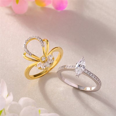 Marquise Cut White Sapphire 925 Sterling Silver Insert Two Tone Bridal Sets