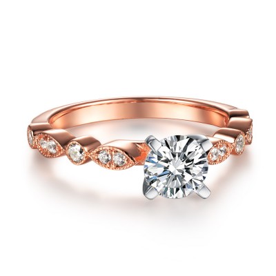 Round Cut White Sapphire Rose Gold 925 Sterling Silver Engagement Rings