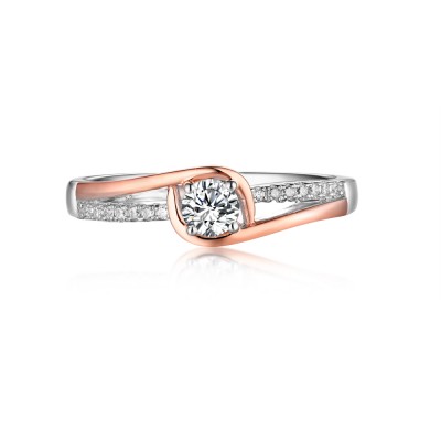 Round Cut Rose Gold 925 Sterling Silver White Sapphire Engagement Rings