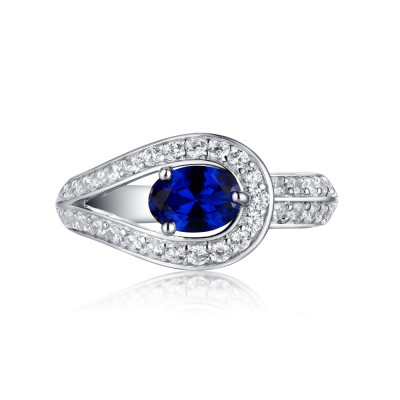 Round Cut Sapphire 925 Sterling Silver Engagement Rings