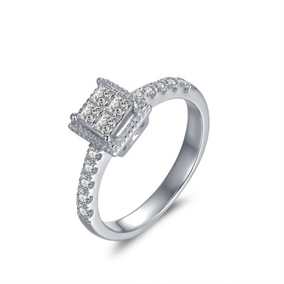1/4CT Princess Cut Gemstone Sterling Silver Engagement Ring